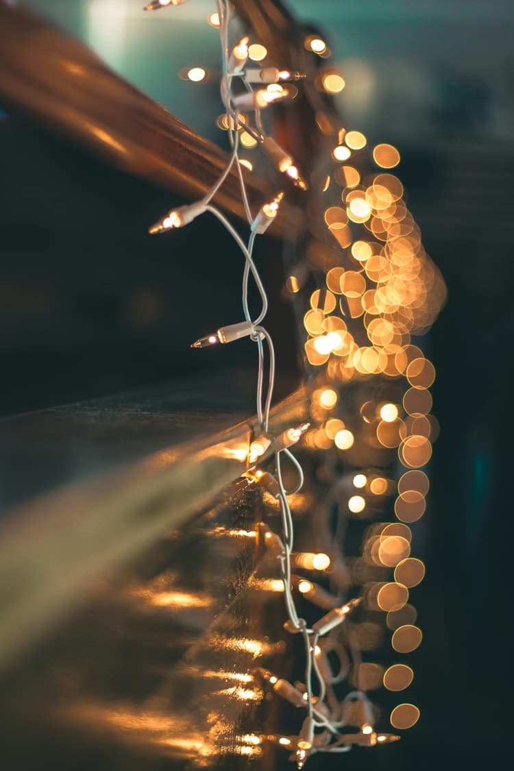 A close up of a string of lights