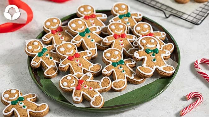 A plate of gingerbread cookies on a table