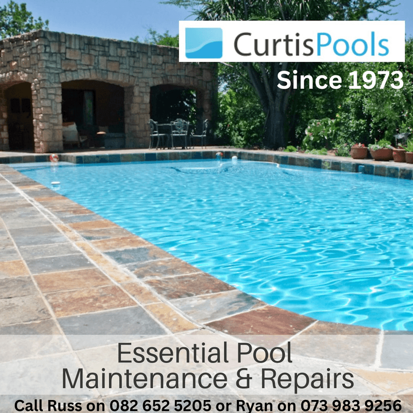 A swimming pool with the words cutts pools since 1971