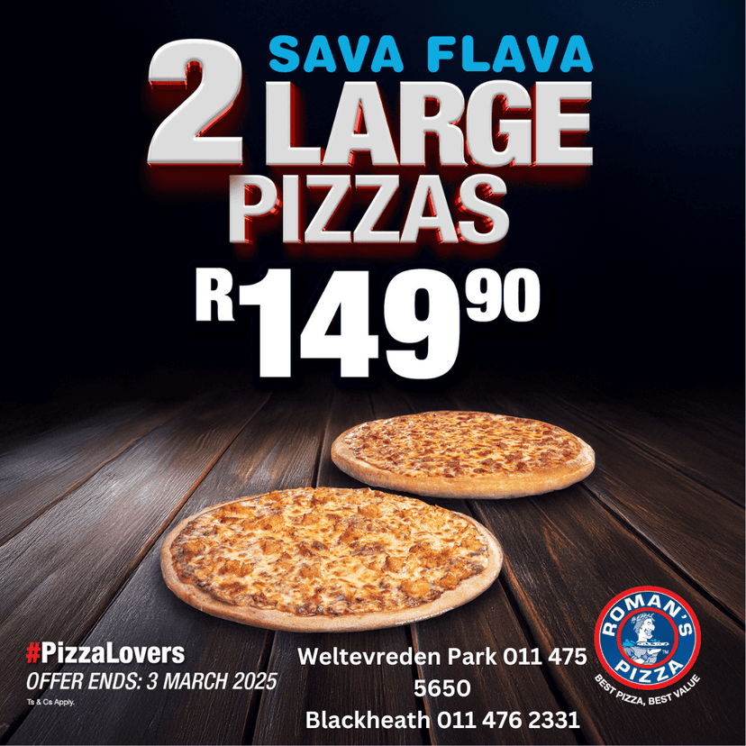 Two large pizzas sitting on top of a wooden table