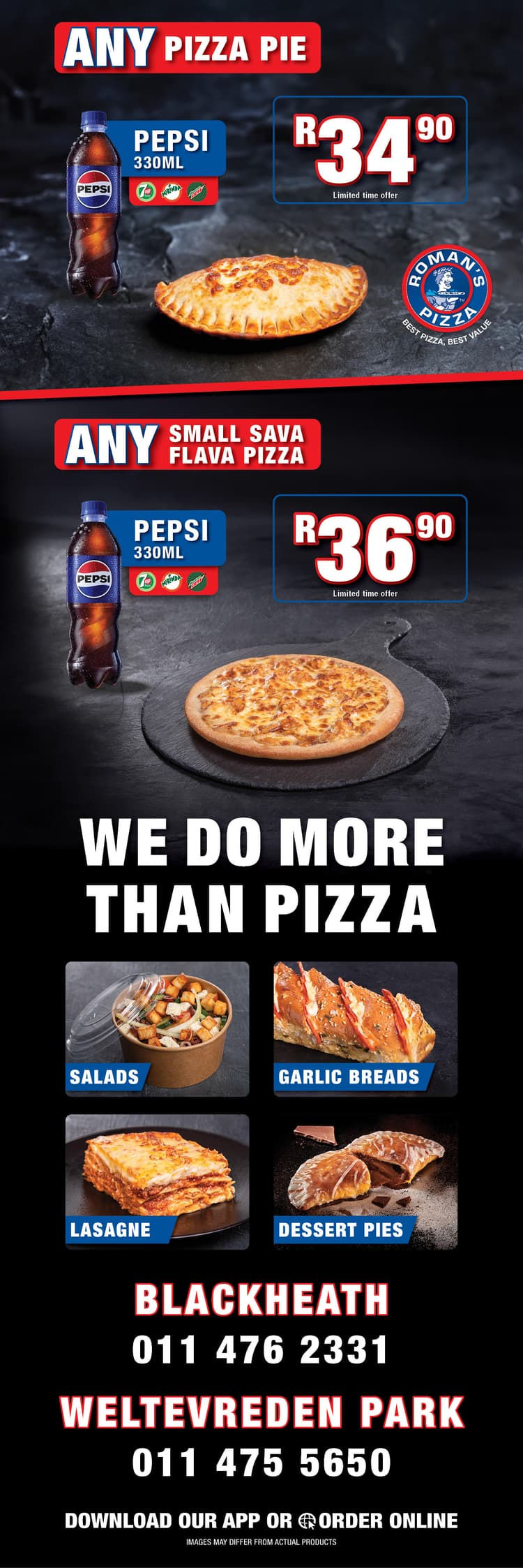 A menu for a pizza restaurant with prices