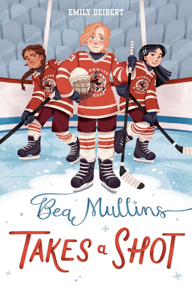 A poster for a hockey team with two girls on the ice