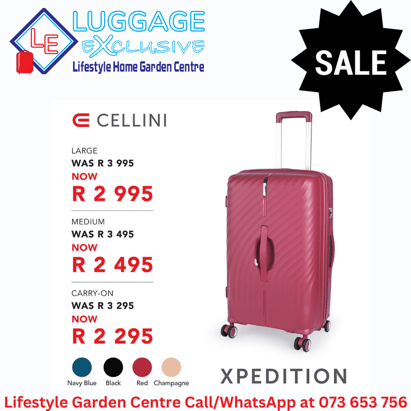 A red suitcase with a price tag for it