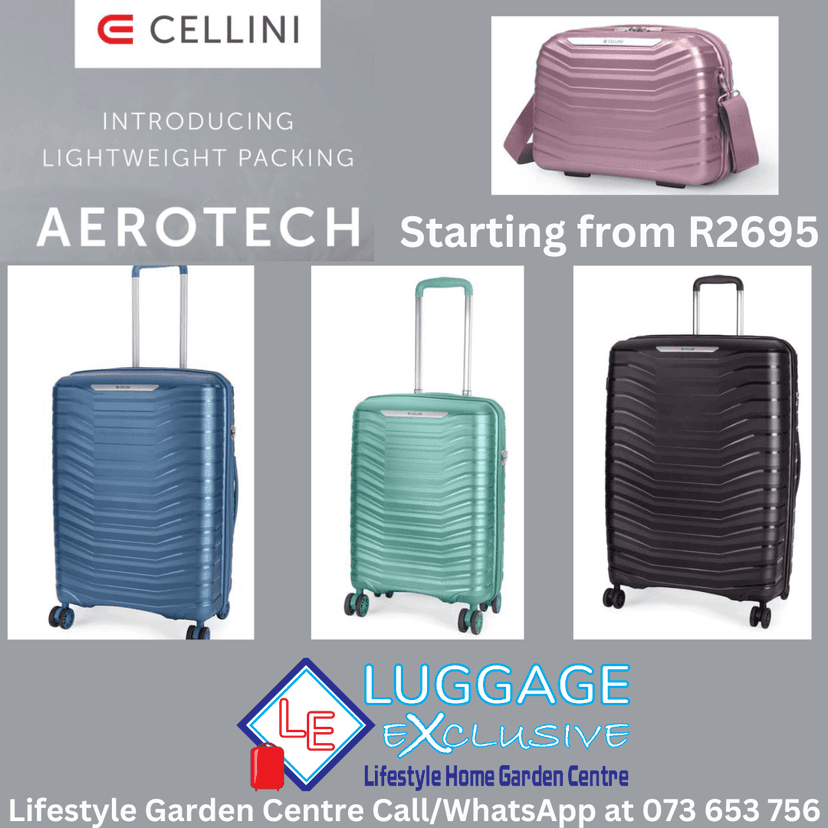 Luggage is shown in three different colors