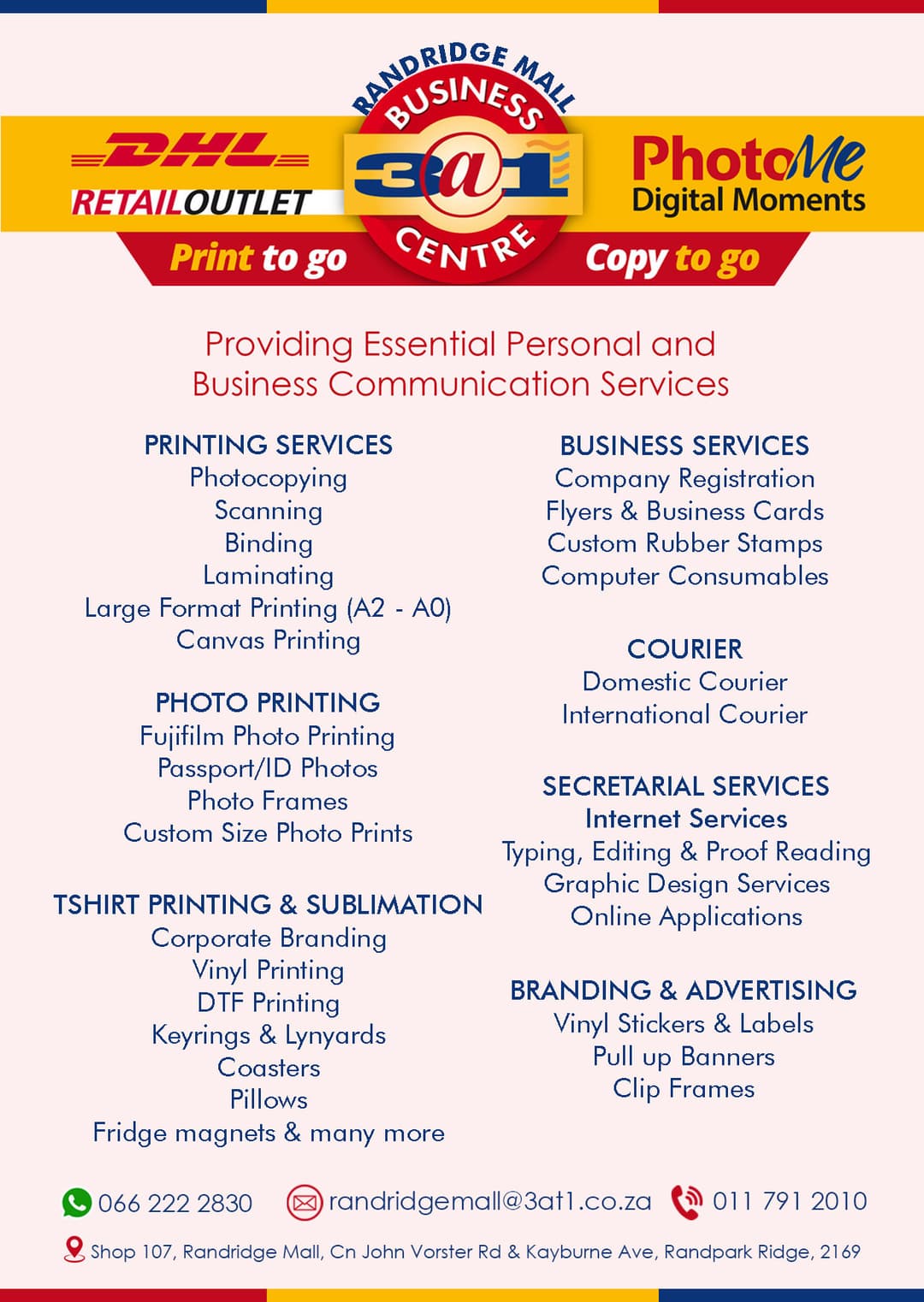 A flyer for a printing company