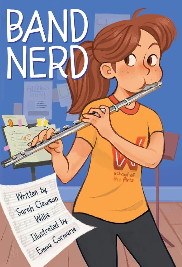 A young girl holding a flute in her hands