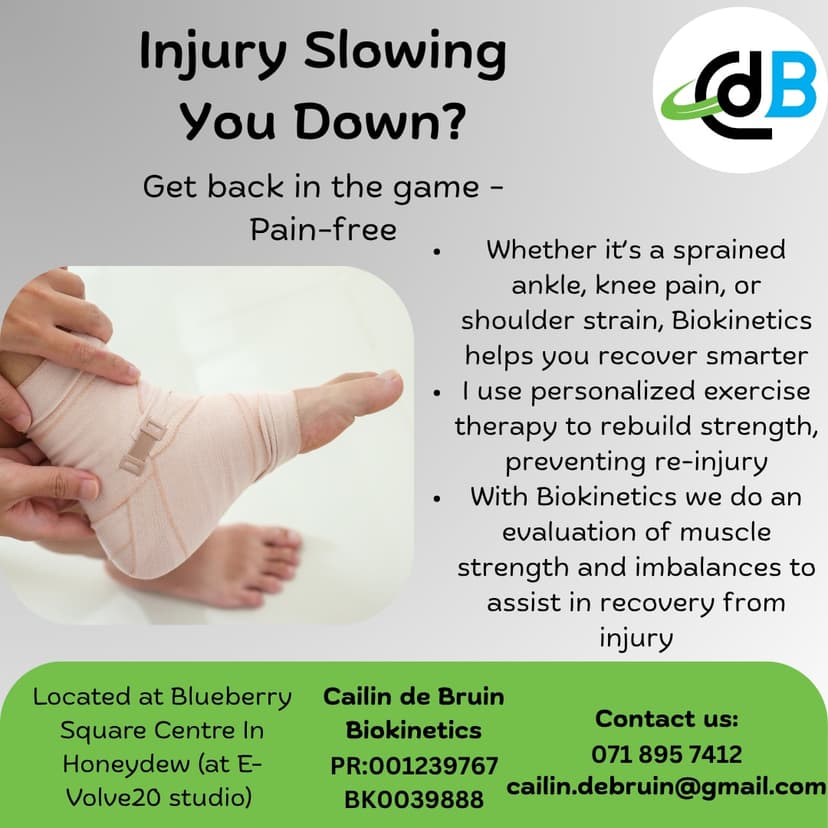 A flyer with a picture of a person with a cast on their foot