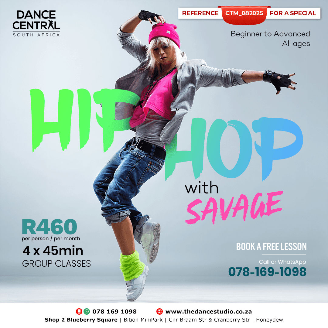 A poster advertising a dance class with a woman in the air