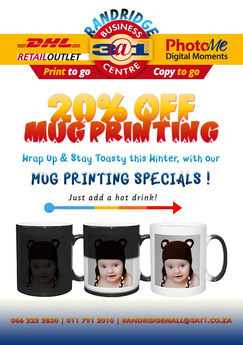 Two mugs with a picture of a baby in the middle