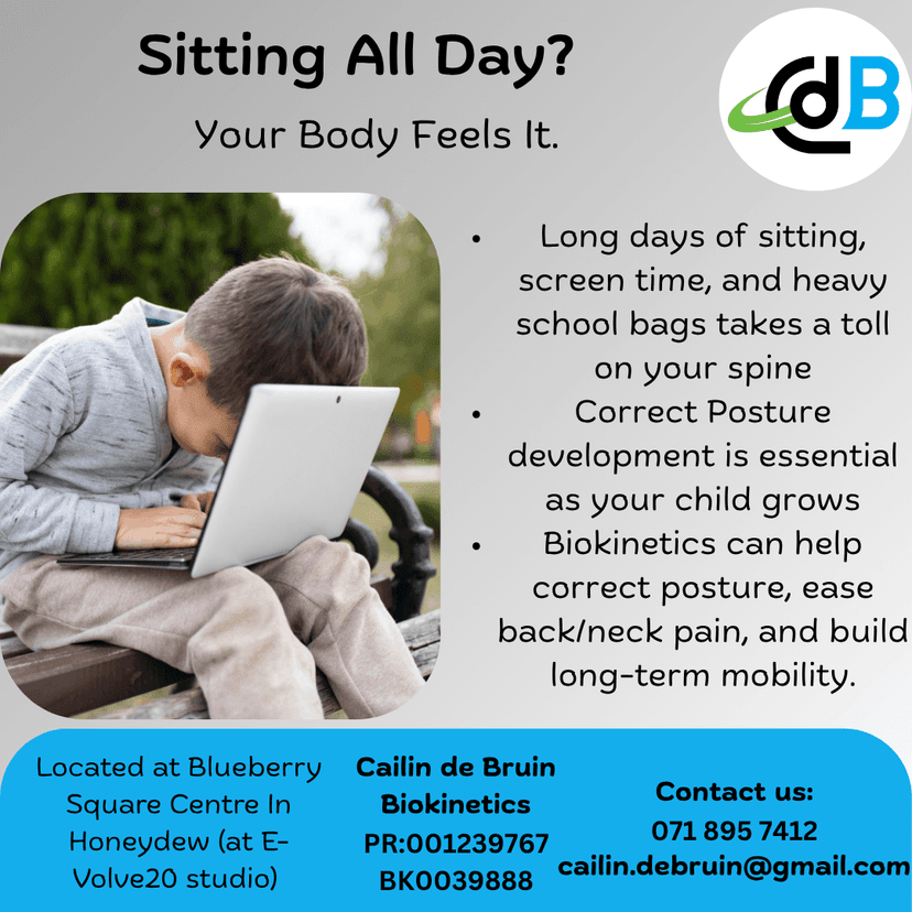 A poster with a boy sitting on a bench using a laptop