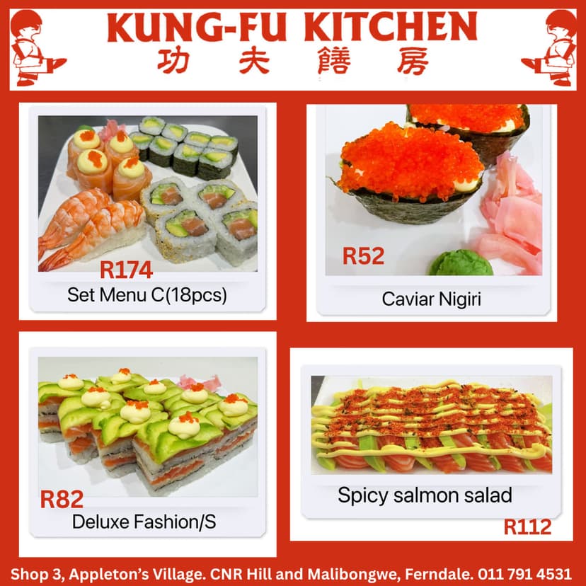 A menu for a sushi restaurant with different types of sushi