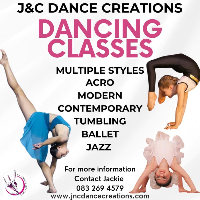 A flyer for a dance class with a woman doing a handstand