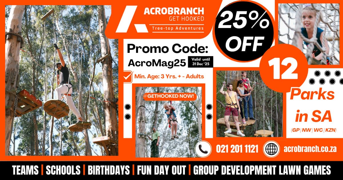 An advertisement for a tree top adventure park