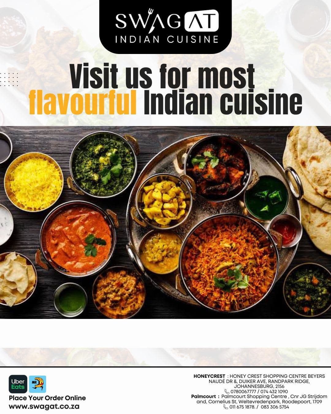 A flyer for a indian cuisine restaurant