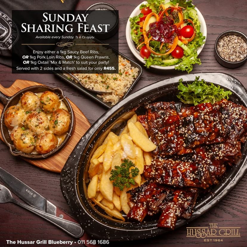The sunday sharing feast is on display at the restaurant