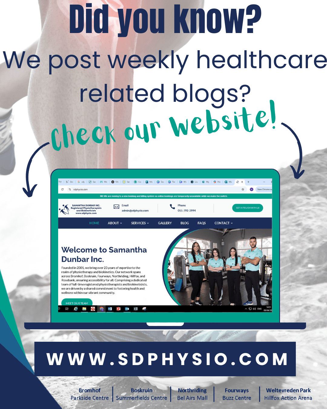 A laptop with the words, did you know? we post weekly healthcare related blog