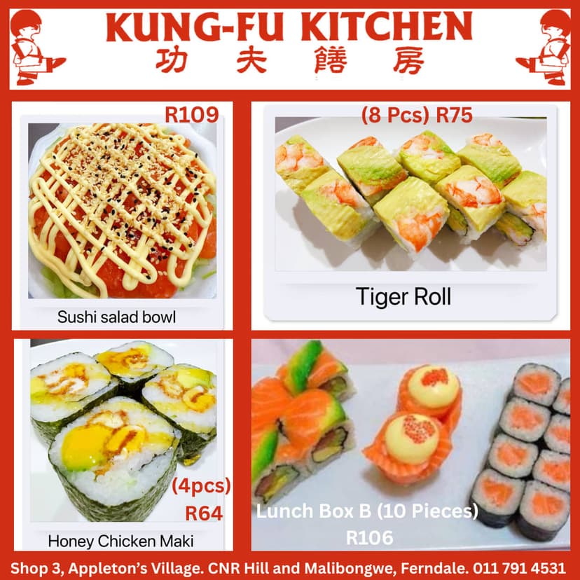 A menu with pictures of different types of sushi