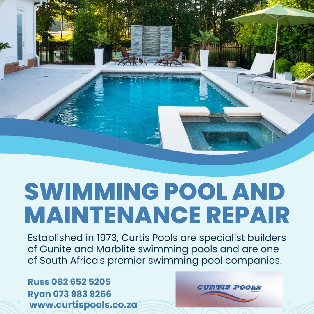 A swimming pool and maintenance repair flyer
